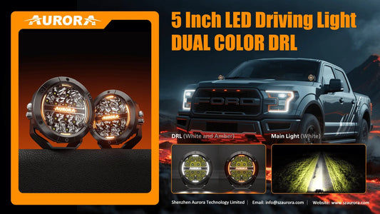Aurora 5-Inch Round LED Driving Light – White + Amber DRL