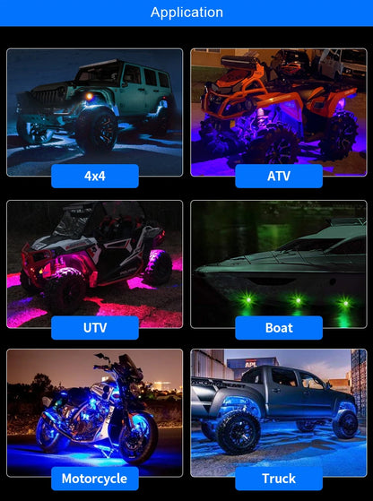 Aurora RGB LED Rock Lights – 8 Pod Set | Bluetooth