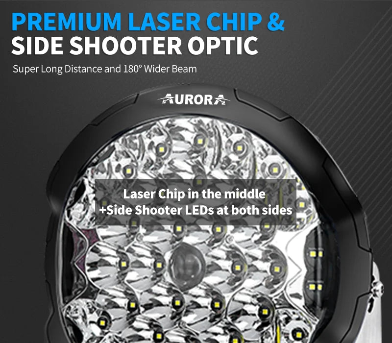 Aurora Powerful Laser LED Driving Light Round 9inch (Pair)