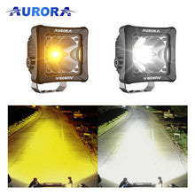 Aurora 3-inch white and amber auxiliary lights — white and amber light modes with road beam examples
