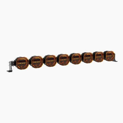 Aurora FireNova 4-inch linkable lights, eight-light set — eight amber-lit modules linked in a row