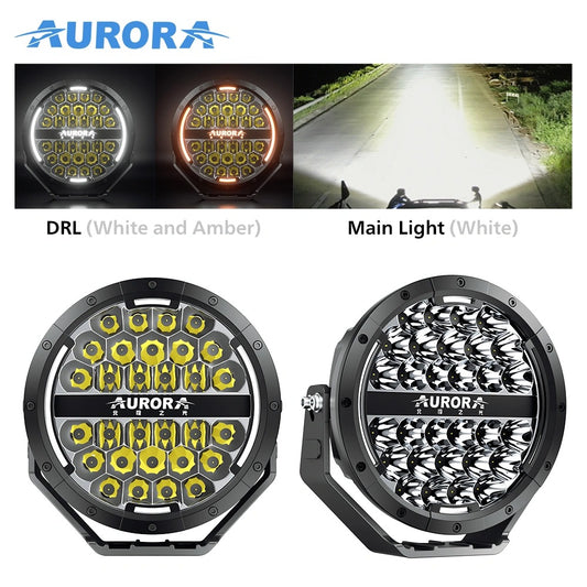 Aurora 7-Inch Round LED Driving Light – White + Amber DRL
