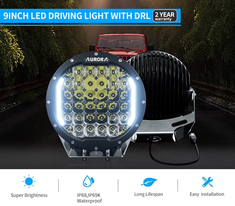 Aurora 9 Inch Premium LED Driving Light with DRL