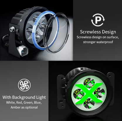 AURORA RGB LED Spotlight 4 Inch 40W Round Led Driving Light [Spot] (Pair)