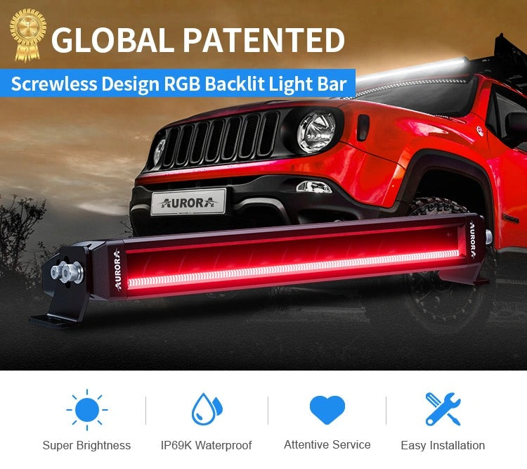AURORA Screwless 20-Inch Offroad Driving DRL RGB LED Light Bar