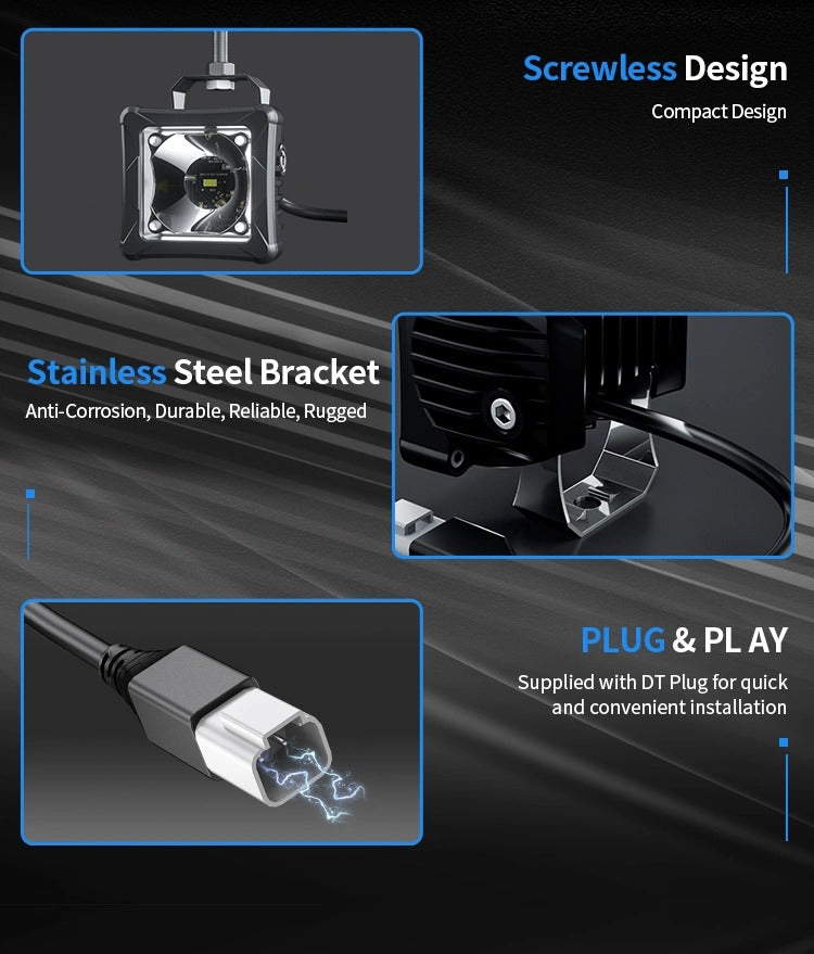 Aurora 3.3 inch Screwless RGB LED Pod Light (Pair)