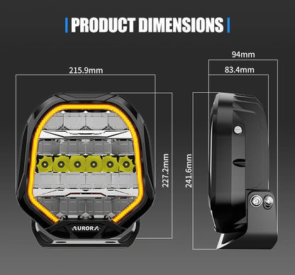 Aurora FireNova 9 Inch Driving Light with DRL (Pair)