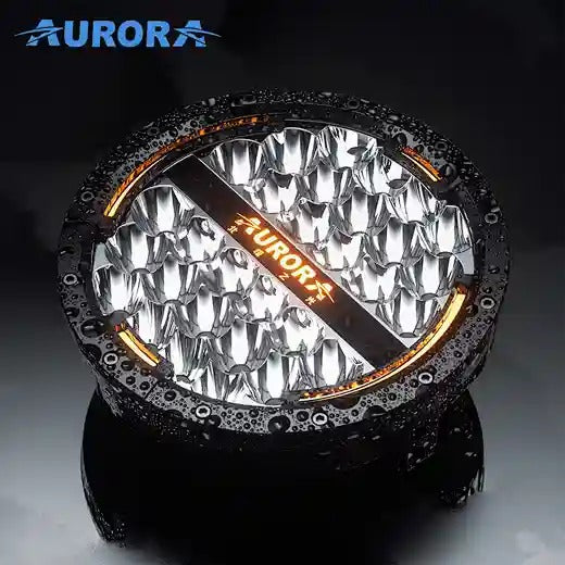 Aurora 9-Inch Round LED Driving Light – White + Amber DRL