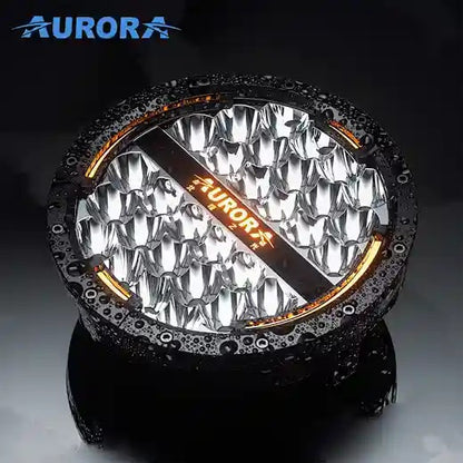 Aurora 9-Inch Round LED Driving Light – White + Amber DRL