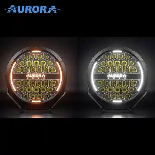 Aurora 7-Inch Round LED Driving Light – White + Amber DRL